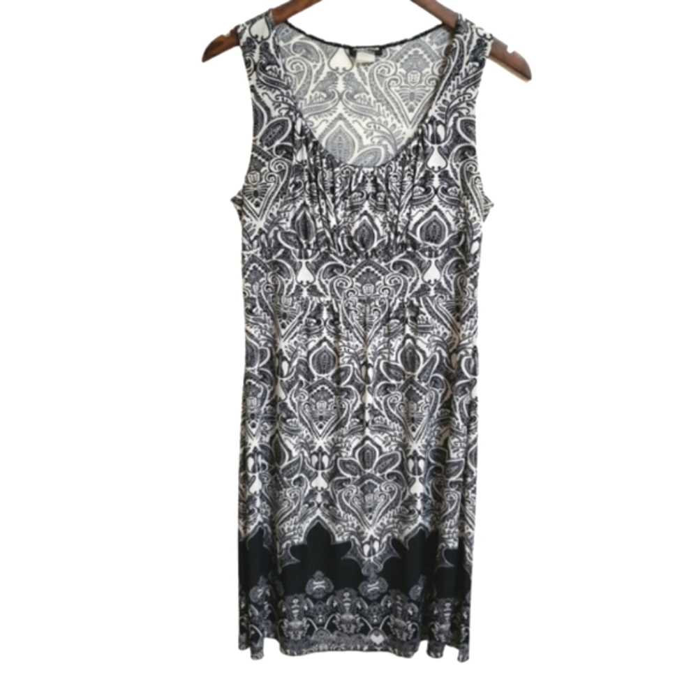 Perseption Petite Black and White  Sleeveless Dress Women's Size Medium Petite
